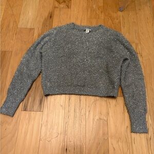 Rachel Zoe Sparkling Silver Women's Crewneck Sweater Holiday Christmas Party